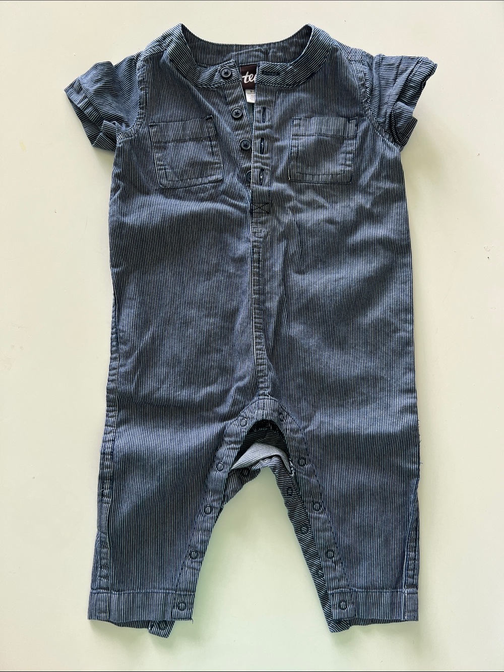 Tea Collection Navy Pinstripe Romper
